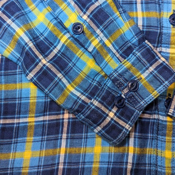 Burberry Black Label Men's 3 (Large) Long Sleeve Blue Plaid Flannel Shirt - Picture 9 of 14